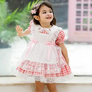 Spaniol De Îmbrăcăminte Pentru Copii Lolita Printesa Rochie De Bal Pentru Copii Petrecere De Ziua De Paști Eid Dantela Cusut Carouri Rochii Pentru Fete A138