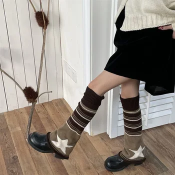 Stele Japoneză Încălzit De Picior Ciorapi Cu Dungi Peste Genunchi Cizme Mansete Dulce Lolita Șosete Harajuku Tricotat Șosete Pentru Femei De Moda Accesorii