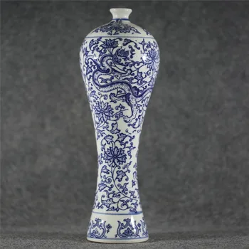 Stil Antic Chinez Stil Unic Porțelan Albastru Și Alb Vaza - Dragonic