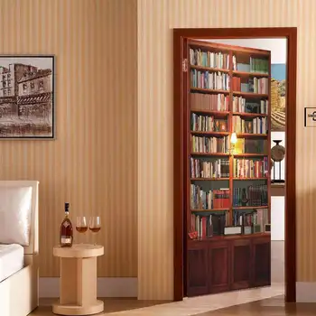 Tapet PVC Creativ retro bibliotecă 3D tridimensional de auto-adeziv renovat dormitorul autocolant autocolant de perete