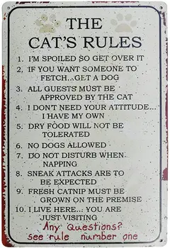 Tisoso pisica reguli vintage din metal staniu semn art pub bar cadouri pentru iubitorii de pisici 8 x 12 cm