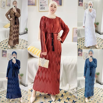 Toate-Meci De Întindere Musulman Pentru Femei Hijab Rochie Plisată Middle East Dubai Abaya Turcia Caftan Haine Islamice Femme Arabe Vestido