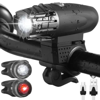 USB Reîncărcabilă Bike Set Lumini cu LED-uri Impermeabil Biciclete Luminoase Bicicleta Fata Faruri+2Rear Stop Set