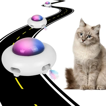 USB de Încărcare Electrică de Jucărie Pisica Pisica de Divertisment Jucarii Interactive Automată OZN animale de Companie placă Turnantă Prinderea Înlocuibile Pene