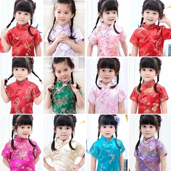 Vara Tradițională Chineză Rochie Vintage Model Floral Rochii Fete Cheongsam Petrecere de Nunta Costume Imbracaminte Copii 2-12Y