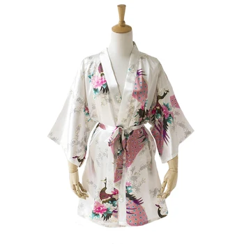 Vara White Lady Faux Kimono de Mătase de Baie Rochie Mini Sexy domnișoare de Onoare de Nuntă Halat Lounge Acasă Rochie Marimea S M L XL XXL XXXL A137