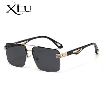 XIU stil steampunk fara rama cadru pătrat ochelari de soare de sex masculin dublu pod nou moda pentru bărbați ochelari de soare uv400 femeile metal gafas