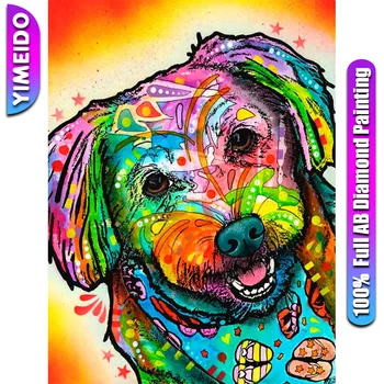 YIMEIDO 5D DIY Câine Animal Plin 100% AB Diamant Picturi Artă cu Fermoar Geanta de Culoare Pug Pătrat/Diamante Rotunde Broderie Decor Acasă