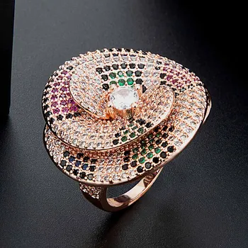 Zlxgirl Modă, Femeie, Flori de nunta inel de bijuterii AAA completă în jurul Cubic zircon cristal inel anel transport gratuit